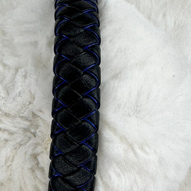 EL DIABLO bracelet cuir tresse noir/bleu tête de mort